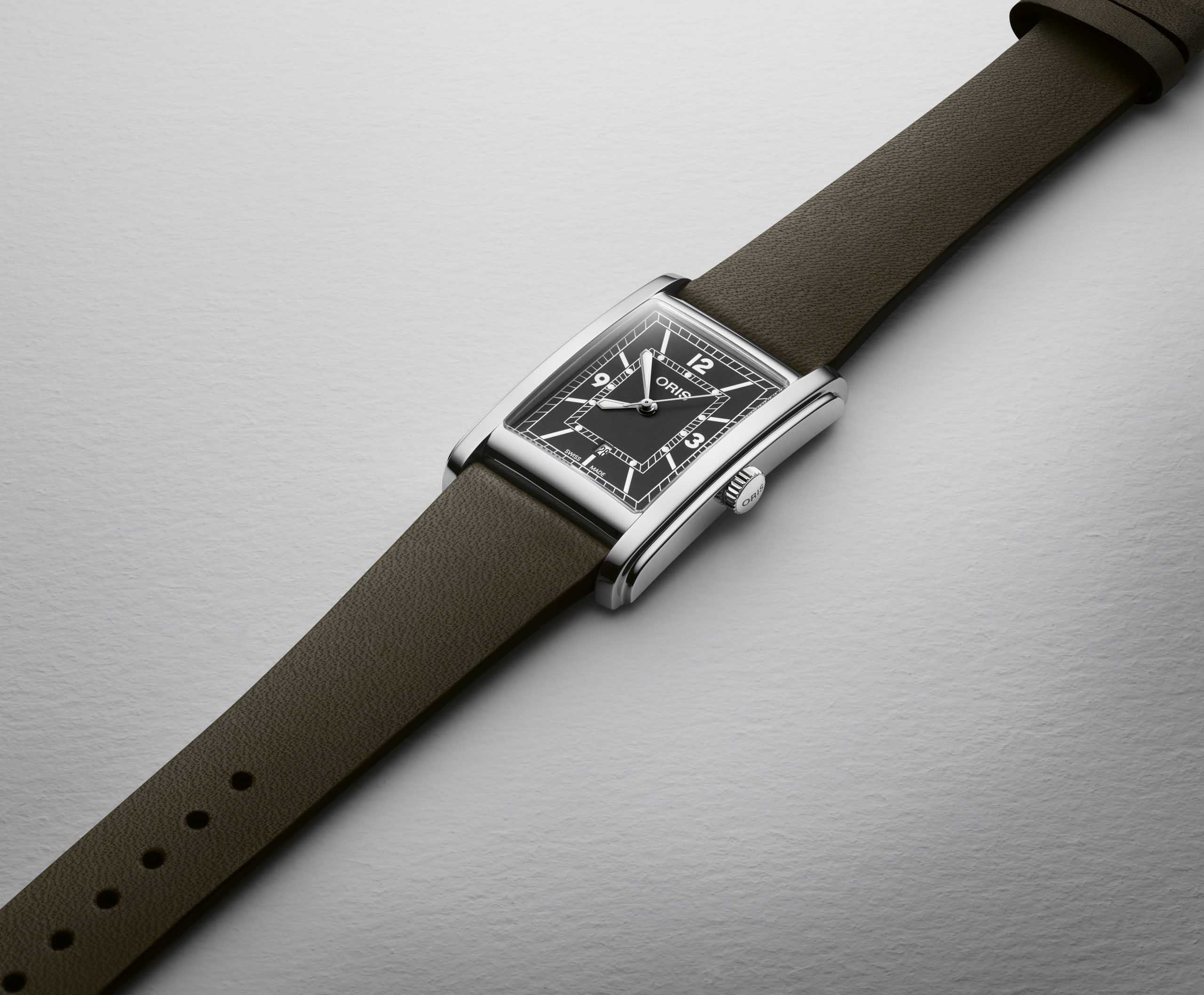 Oris Oris Rectangular 01 561 7783 4063-07 5 19 16, rectangular швейцария мужские часы на браслете кожаный боковой вид